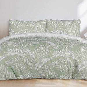 Sketched Palm Leaves - Reversible Duvet Cover & Pillowcase Set